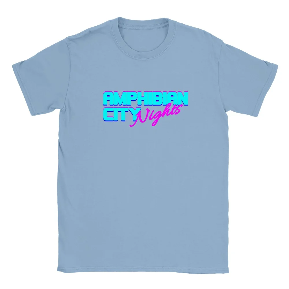 Amphibian City Nights Cyberpunk T Shirt blau