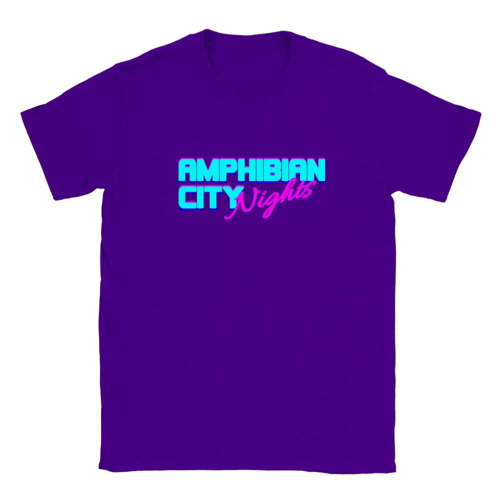 Amphibian City Nights Cyberpunk T Shirt lila