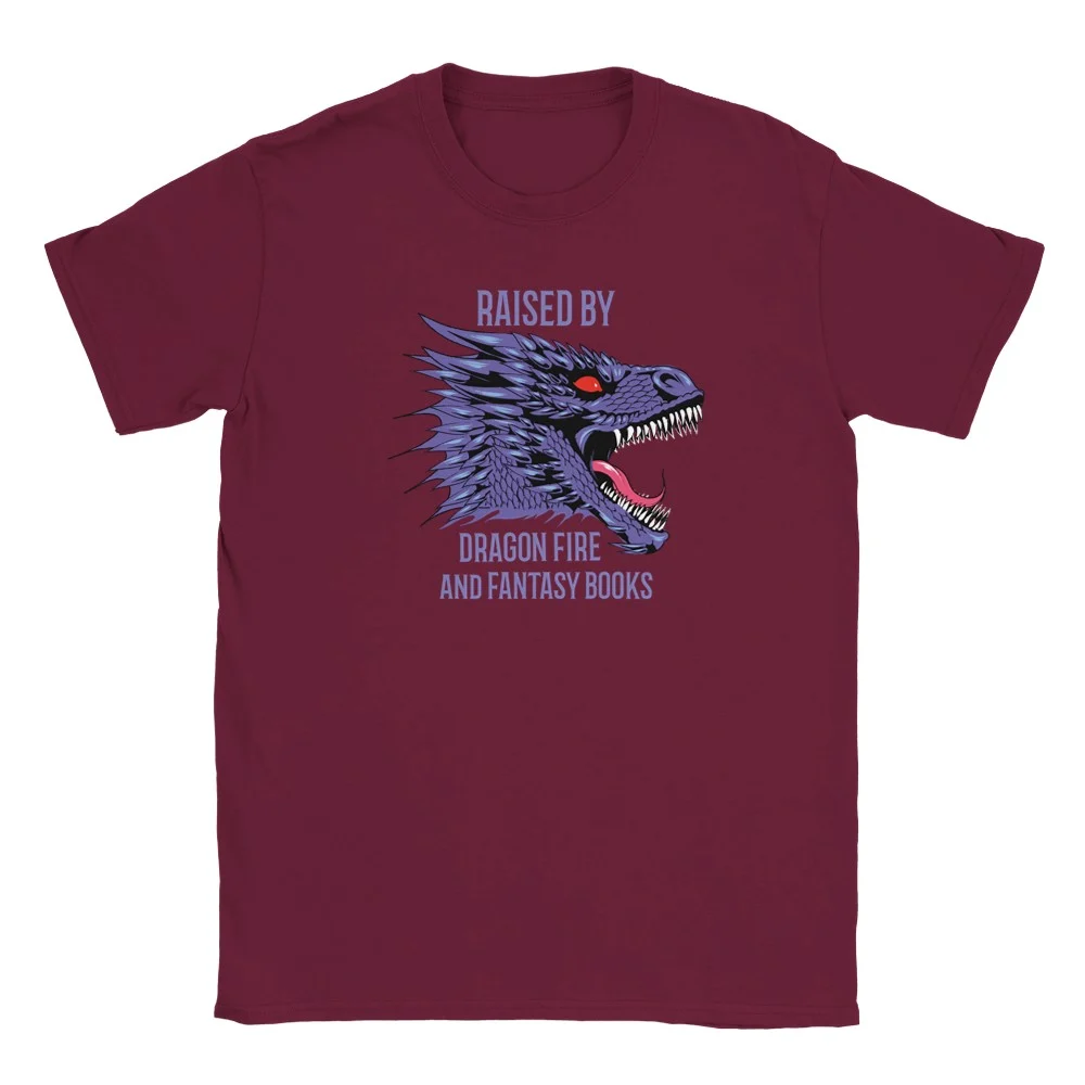Raised by Dragon Fire and Fantasy Books T Shirt rot